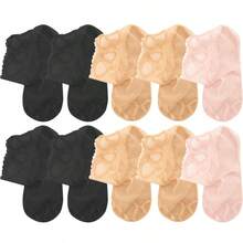 chuanwa（2） 1/5/10 Pairs Of Lolita Women Fashion Invisible Lace Thin Hollow Mesh Non-Slip Shallow Transparent Socks - Multicolor - View 10