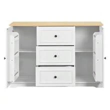 Modern And Elegant Sideboard With 3 Drawers And Refrigerator-Style Doors, Storage Unit For Dining Room, Living Room And Hallway (White) - White - View 8