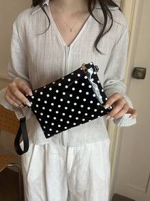 新品春夏季波點女款手提包，百搭單肩斜背包，小眾甜美迷你方包 - 黑色 - 查看 8