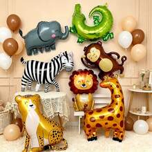5/7pcs Large Monkey Elephant Zebra Lion Tiger Giraffe Crocodile Shaped Aluminum Foil Balloons For Jungle Party Decoration - View 2