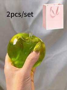 2件組白色與粉色禮品袋，附海洋藍蘋果擠壓裝飾 - 多色 - 查看 3