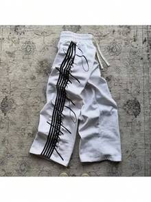 2026 European American Niche Y2K Straight Leg Pants Gothic Harajuku Ins Style Unisex Casual Fashion Trousers Streetwear Grunge Baggy Skateboarder - 黑色 - 查看 3