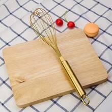 1pc Stainless Steel Whisk - Semi-Automatic, Multi-Functional Egg Beater & Mixer For Baking And Cooking, Golden, Cake Tool - Gold - View 5