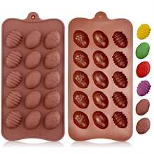 1pc Easter Egg Chocolate Mold, Easter Candy Cookie Mold, Silicone Baking Mold For Making Small Chocolate Cake Decorations, Suitable For Candy, Cake, Lollipop, Chocolate And Ice Cubes - Multicolor - View 1