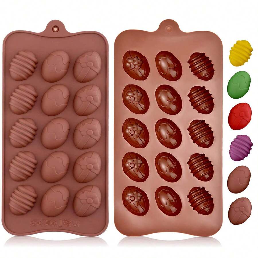 1pc Easter Egg Chocolate Mold, Easter Candy Cookie Mold, Silicone Baking Mold For Making Small Chocolate Cake Decorations, Suitable For Candy, Cake, Lollipop, Chocolate And Ice Cubes - Multicolor - View 1