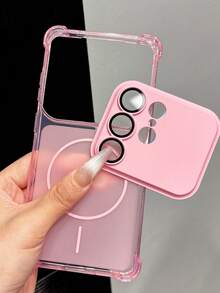 奢華透明磁吸可拆卸鏡頭手機殼，適用於 Galaxy S26 S25 S24 Ultra Plus，四角防摔相機保護防撞背蓋 - 粉色 - 查看 3