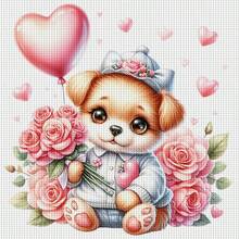 1 Set 46cm/18.11inch Valentine's Day Cute Pet Semi-Finished Cross Stitch Kit, DIY Needlework Materials, 11CT Printed Cross Stitch Decor Painting, Creative Handmade Gift, Full Home Decor Craft Set, Frame Not Included - Valentine's Day Cute Pets - View 14