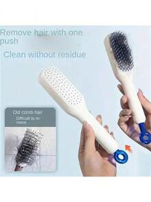 Self-Cleaning Hair Brush With Retractable Bristles - Plastic & Rubber Material, Suitable For Normal Hair Styling - Anti-Static, Gentle On Scalp, Easy To Clean Magic Hair Brush, Hair Styling Tool - Multicolor - View 9