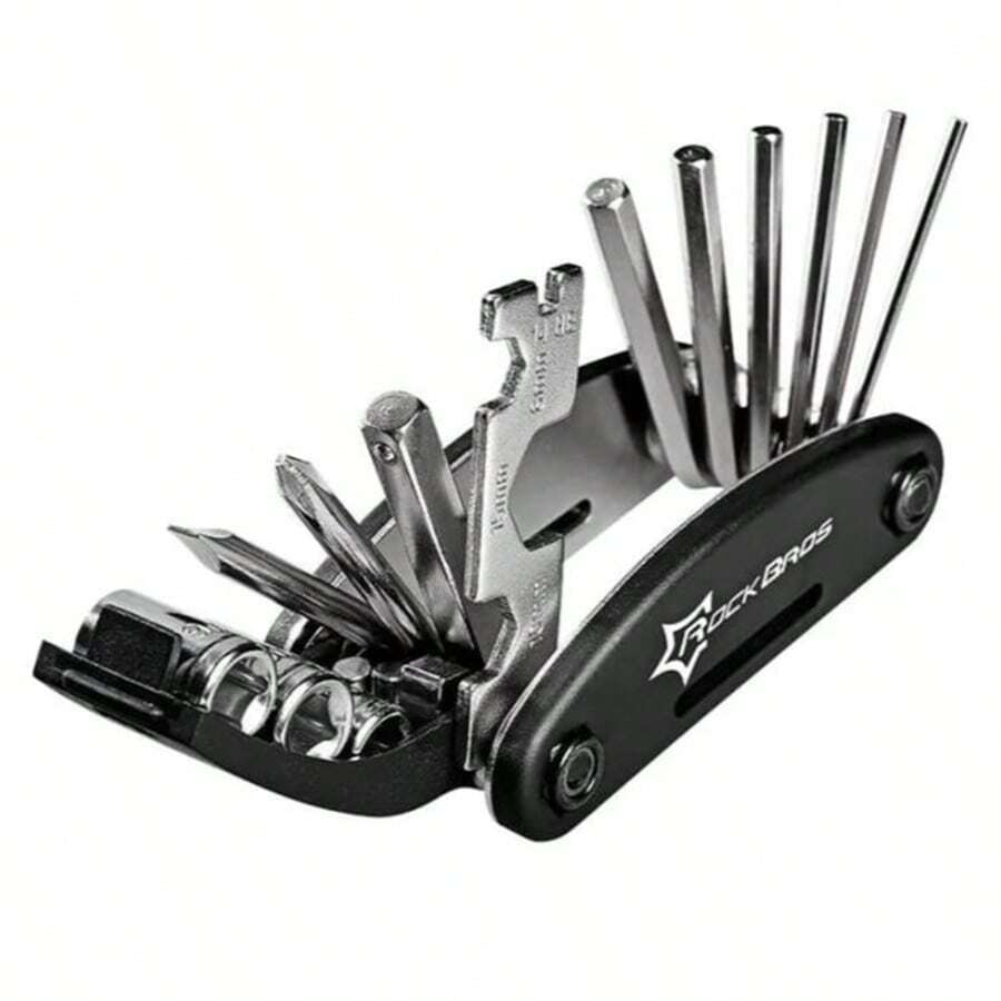 ROCKBROS 1PC Bicycle Repair Combination Tool Bicycle Multifunctional Tool 16-In-1 Folding Repair Kit Black - Silver - View 1