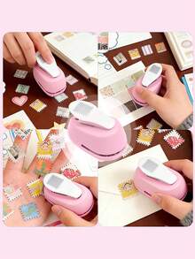 1pc Stamp Embossing Device,New DIY Embossing Stamp For Students' Planner, Handmade Embossing Machine And Flower Puncher,Stamp Square Punch, Lever-Type Craft Punch, Suitable For Scrapbooking, Card Making, And DIY Paper Crafts - Multicolor - View 10