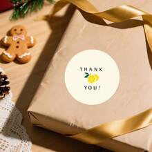 24/48 Pcs Pack Lemon Thank You Round Stickers Cream Color With Lemon Slice And Green Leaf Design Suitable For Wedding Party Favors And Gift Tags School Supplies - Round - View 8
