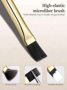 SongSong Wide Flat Nail Art Brush With Gold Cap, Suitable For Applying Color Gel, Multi Gel, Builder Gel And Sculpting Gel. Soft Thick Bristles, Comfortable Acrylic Handle, Convenient DIY Nail Art Tool For Beginners To Professionals. - Multicolor - View 4