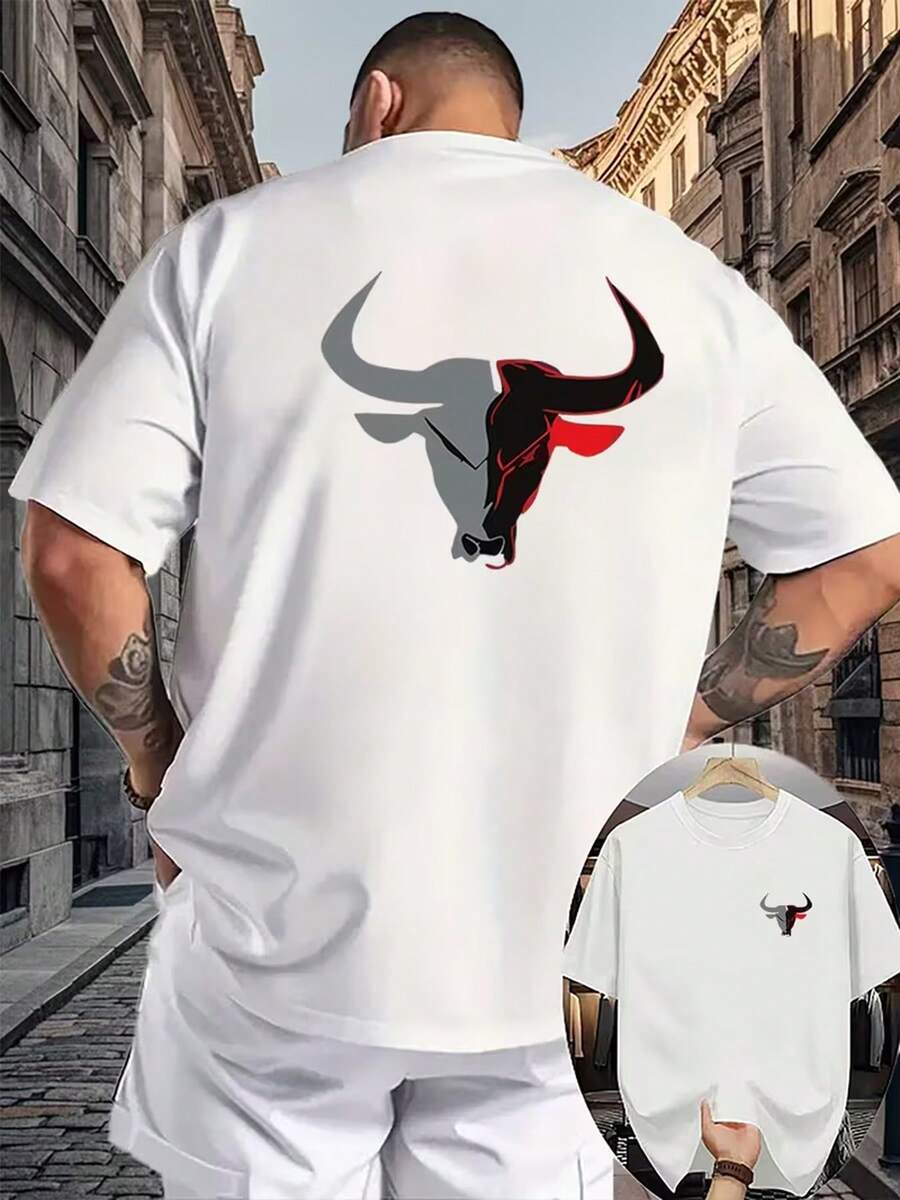 VintageShort-Sleeved T-Shirt, Fashionable And Versatile Casual Style, Cotton Blendsummer Tops - White - View 1
