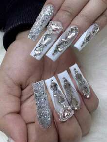 12pcs Diamond, Bow, Star, Marquise, Heart And More Shapes Nail Art Decoration Set, With Pickup Pen, 3D DIY Nail Decorations For Daily Use And Travel - Clear - View 9