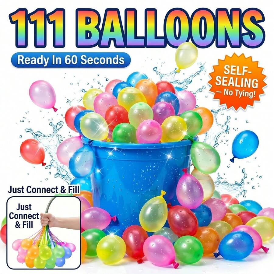 Summer Water Play Balloon Set, Self Sealing Water Bomb Balloons In Tropical Colors, Thickened Latex Design For Outdoor Gathering And Pool Fun - Nhiều màu - Xem 1