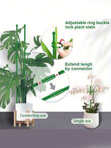 5/10 piezas Estacas de soporte para plantas con clips, varas de soporte para orquídeas, adecuadas para tomates en maceta, rosas, flores, postes de soporte para plantas de jardín, uso interior y exterior, adecuadas para el jardín - Varios estilos - Ver 9