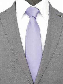 1 pieza Corbata delgada de hombre a rayas de color púrpura claro con textura (5cm), adecuada para la escuela, el traje, el transporte y el uso diario - Morado claro - Ver 1