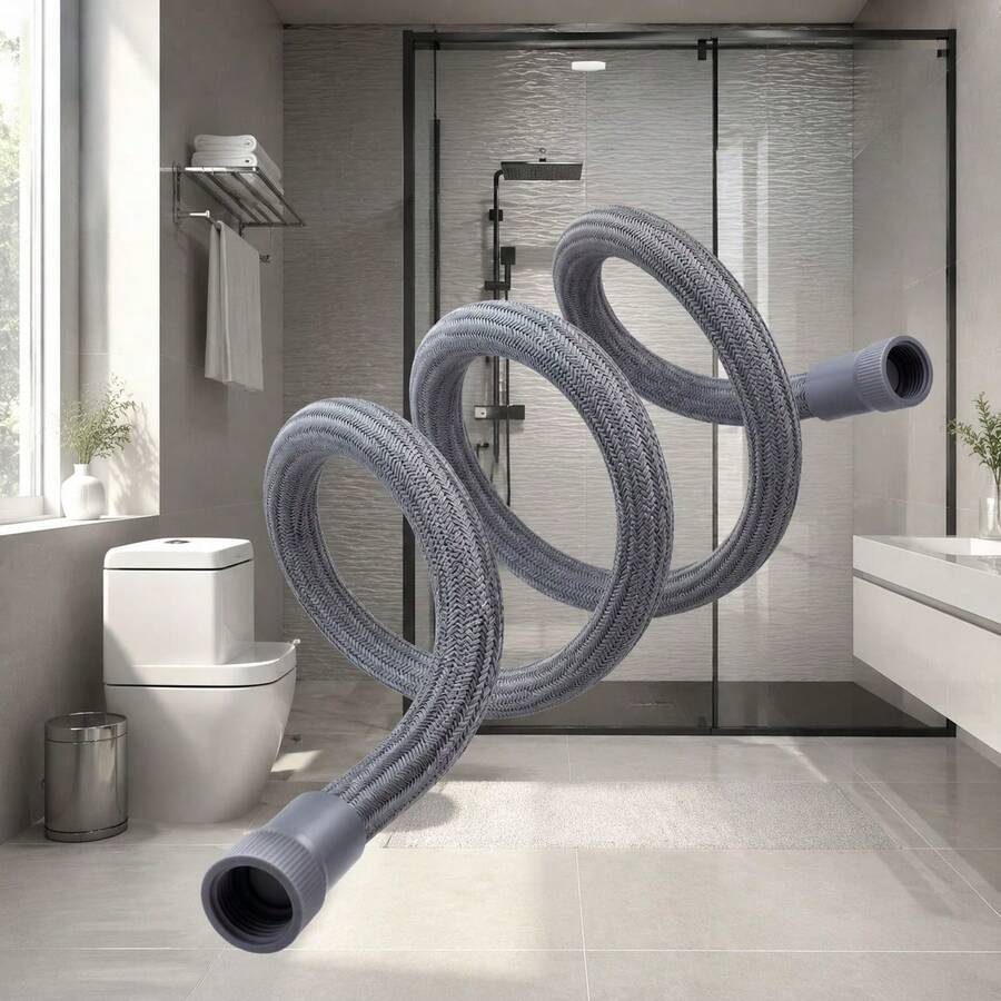149,86 cm Tuyau de douche tressé en nylon, tuyau extra long et flexible avec raccords en ABS, étanche, résistant à haute pression, convient pour la mise à niveau de la salle de bain d'hôtel et de la maison, polyvalent pour la douche, les soins des animaux de compagnie, le nettoyage du sol et le lavage des toilettes, durable, résistant à la corrosion, facile à utiliser - A - Voir 1