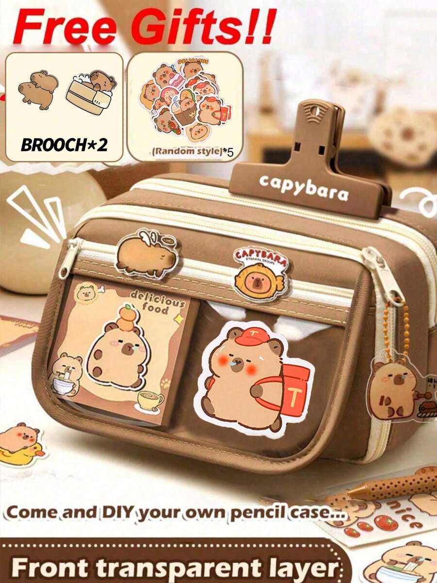 Creative Large Capacity Pencil Case, Desktop Stationery Storage Box, Portable Storage Box For Boys/Girls, Suitable For School/Office, Back To School
