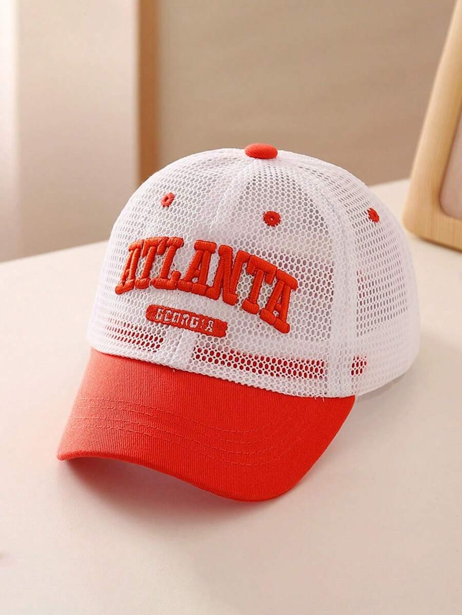 1 buc. șapcă de baseball unisex pentru copii, de vară, cu literă, la modă, minimalistă, din plasă - roșu - Vizualizare 1