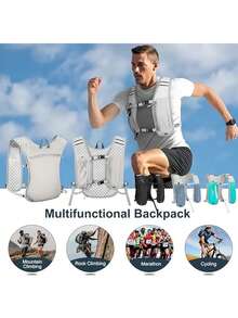 2pcs Night Running Backpack With Reflective Strips, Cycling And Running Casual Small Backpack, Outdoor Mountain Climbing Vest Bag - Multicolor - View 4