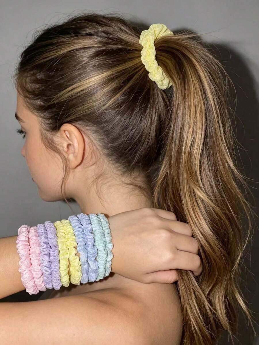 5/10/20/40 phụ kiện tóc mùa hè cho nữ, dây buộc tóc scrunchies chiffon màu trơn, phong cách dịu dàng nữ tính dễ thương cho học sinh mùa tựu trường, trẻ trung, buộc tóc đuôi ngựa, phụ kiện tóc đi biển tươi mới, có thể dùng làm dây đeo tay, dây chun buộc tóc tinh tế dễ thương màu kẹo ngọt - Nhiều màu - Xem 1