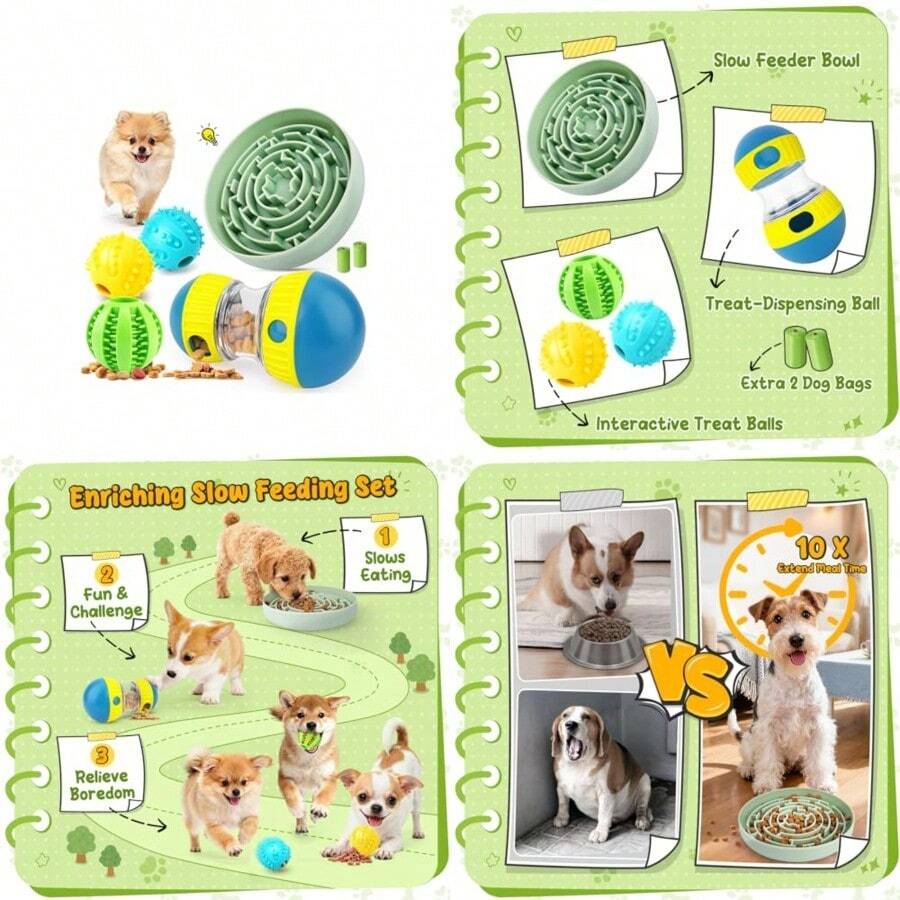 Enriching Slow Feeding Set For Dogs Slow Feeder Dog Bowls And Interactive Toys With Puzzle-Based Enrichment For Smarter Eating And Busy Minds - 如圖所示 - 查看 1