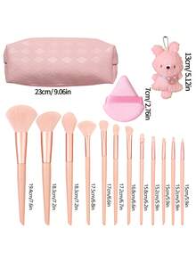 16PCS Soft Makeup Brush Kit, Pink Series Foundation Blush Eyeshadow Brushes With Rhombus Storage Bag, Wet Dry Dual Use Triangle Powder Puffs Included, Complete Cosmetic Tools For Beginners - Pink - View 8