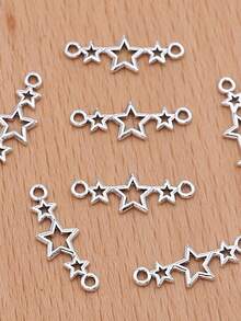 20/40 Piezas Conectores de Encanto de Estrella Plateada, Adecuados para Pulseras y Collares Hechos a Mano DIY. - Estrella - Ver 2