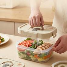Multifunktionell transparent plastförvaringsbox för mat med fack, tätande färskhållande kylskåpsbox med flera fack och lock, stor kapacitet, återanvändbar behållare för grönsaker, frukt och ingredienser, mikrovågsugnsäker, köksförvaring och organisering av mat - Multifärgad - Visa 4