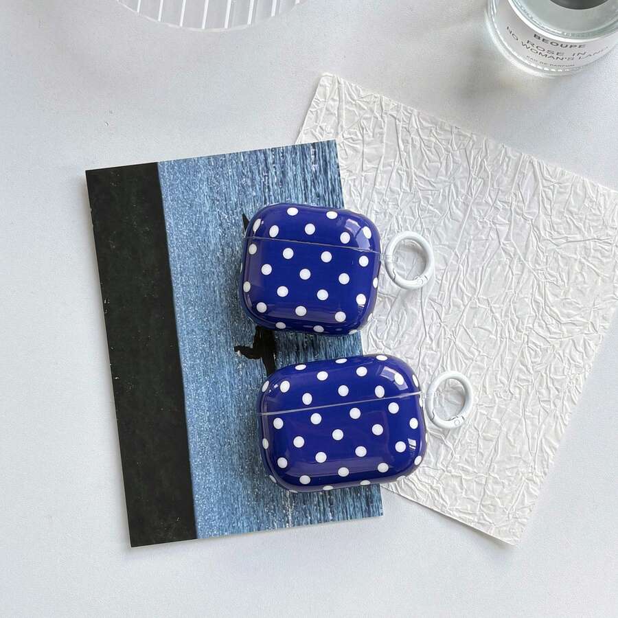 Simple Classic Black And White And Red And Mint Green And Beige And Brown And Fruit Green Color And Klein Blue And Rose Red And Light Blue And Pink Polka Dot Pattern Glossy Surface Earphones Protective Cover Case For AirPods 1 2 3 4 Pro Pro2 Pro3