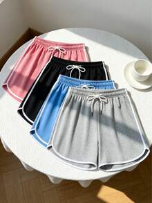 4 buc. set de pantaloni biker 3/4 pentru femei, pantaloni sport scurtă pentru antrenament, fitness, alergare, outdoor, călătorii și camping, stil fashion, pantaloni de trening sport pentru femei, set de trening sportiv pentru femei - Multicolor - Vizualizare 1
