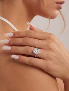 1 chiếc nhẫn bạc 925 Moissanite nửa tròn 3.0 carat 8x10mm, thanh lịch và sang trọng, phù hợp làm quà đính hôn, đám cưới, bạn thân, sinh nhật, kỷ niệm cho cô dâu - Nhẫn moissanite hình bán nguyệt - 3ct - Xem 5
