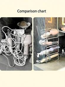 1pc PET Curling Iron Storage Rack, Stackable Hair Tool Organizer - Multicolor - View 6