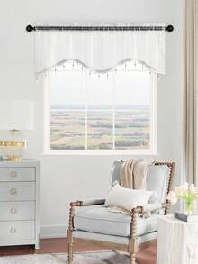 S-Shaped Milky White Ruffle Short Curtain, European Minimalist Style All Polyester Window Curtain, Suitable For Living Room And Bedroom Windows And Doors Decoration, Single Or Double Panel Available, Curtain Rod Not Included - Off White - View 3