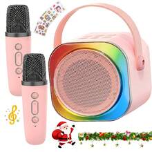 Máy hát karaoke mini phù hợp cho thanh thiếu niên và người lớn - Loa Bluetooth di động với 2 micro không dây và đèn LED, đồ chơi KTV hoàn hảo cho các bữa tiệc tại nhà, món quà Giáng sinh/sinh nhật tuyệt vời nhất cho bé trai và bé gái. - Nhiều màu - Xem 1