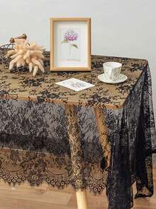 浪漫波西米亞風蕾絲刺繡桌巾，精緻縫線做工，鄉村復古風桌布，適合女性美學愛好者，輕量桌巾，適用於復古野餐佈置、房間家居裝飾、美國國慶日、旅行必備、婚禮用品 - 均碼 - 查看 14