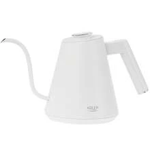 Adler إبريق كهربائي رقبة غزال بتحكم في درجة الحرارة 1 لتر 1100 واط شاشة LED 40-100 درجة مئوية 13 إعداد درجة حرارة الاحتفاظ بالدفء لمدة 120 دقيقة جرس إيقاف تلقائي قاعدة 360 درجة أبيض فضي - قابس اتحاد أوروبي نوع E (220 إلى 240 فولت) - مشاهدة 6
