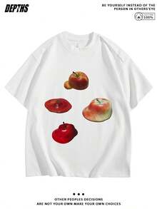 Cute Y2K Summer Top. 1 Pack. Cute Y2K Summer Top. 100% Cotton. Creative And Original Pattern, Crew Neck, Short Sleeve, Pure Style Top, T-Shirt For Daily Leisure At Home, Wearable Inside And Out. Perfect For A Casual Look. - 白色 - 查看 1