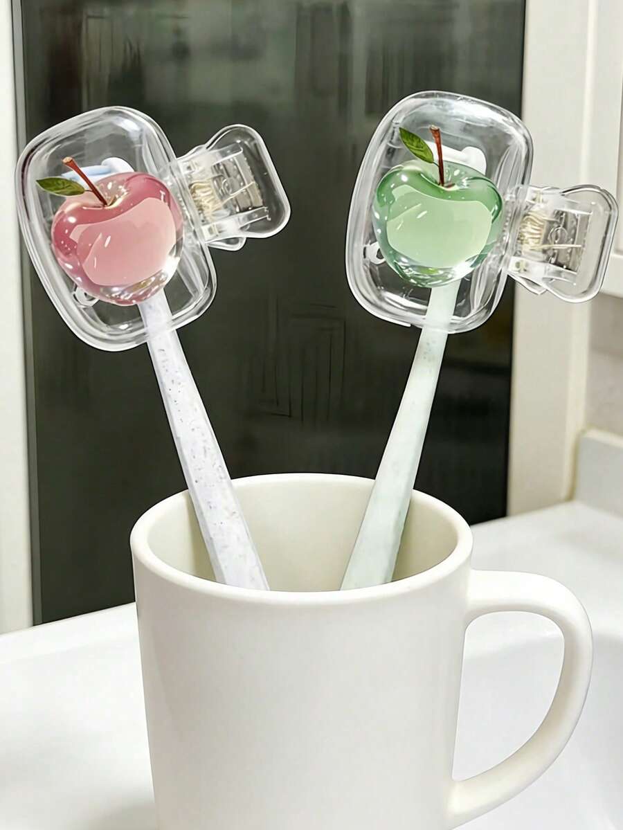 4/2/1pc Portable Toothbrush Head Protective Cover And Apple Themed Storage Box - Essential Bathroom Supplies For Home, Business Travel, Daily Use, Outdoor Travel, Dorm Life - Multicolor - View 1