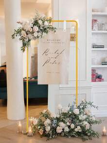 2pcs/Set Adjustable Wedding Sign Holder + Wedding Welcome Banner/Standard Ceremony Banner, Wedding Seating Chart Stand; Suitable For Birthday Party, Bridal Shower, Graduation Ceremony, Party Backdrop And Holiday Party Decoration - Multicolor - View 6