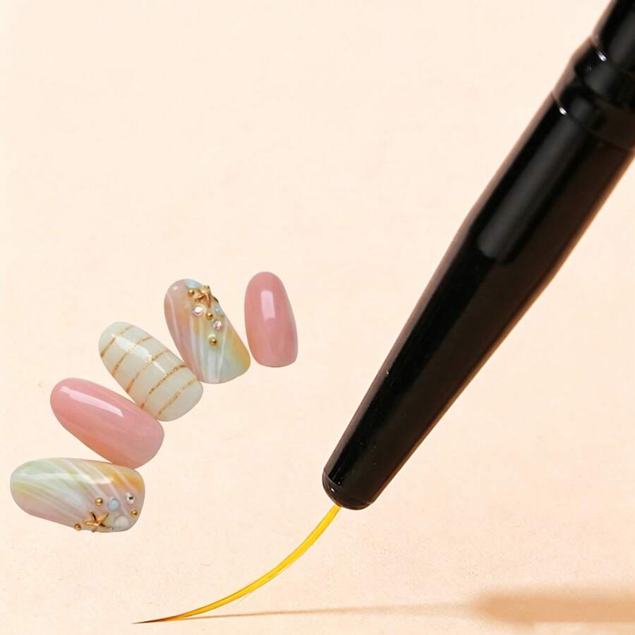 1pc Nail Art Liner Pen, Extremely Fine Tip, Solves Issues Of Crooked, Blurry Lines, Frayed Bristles. Good Bristle Rebound, Non-Splitting, Smooth Line Drawing, Precise Hand-Painted Patterns, Natural Gradient Transition. Suitable For Spring/Summer DIY Nails, French Lines, Polka Dots, Plaid, Nail Art Details Creation. Easy For Beginners, Maintains Shape After Repeated Washing, Non-Slip Barrel, Comfortable Grip. - Multicolor - View 1