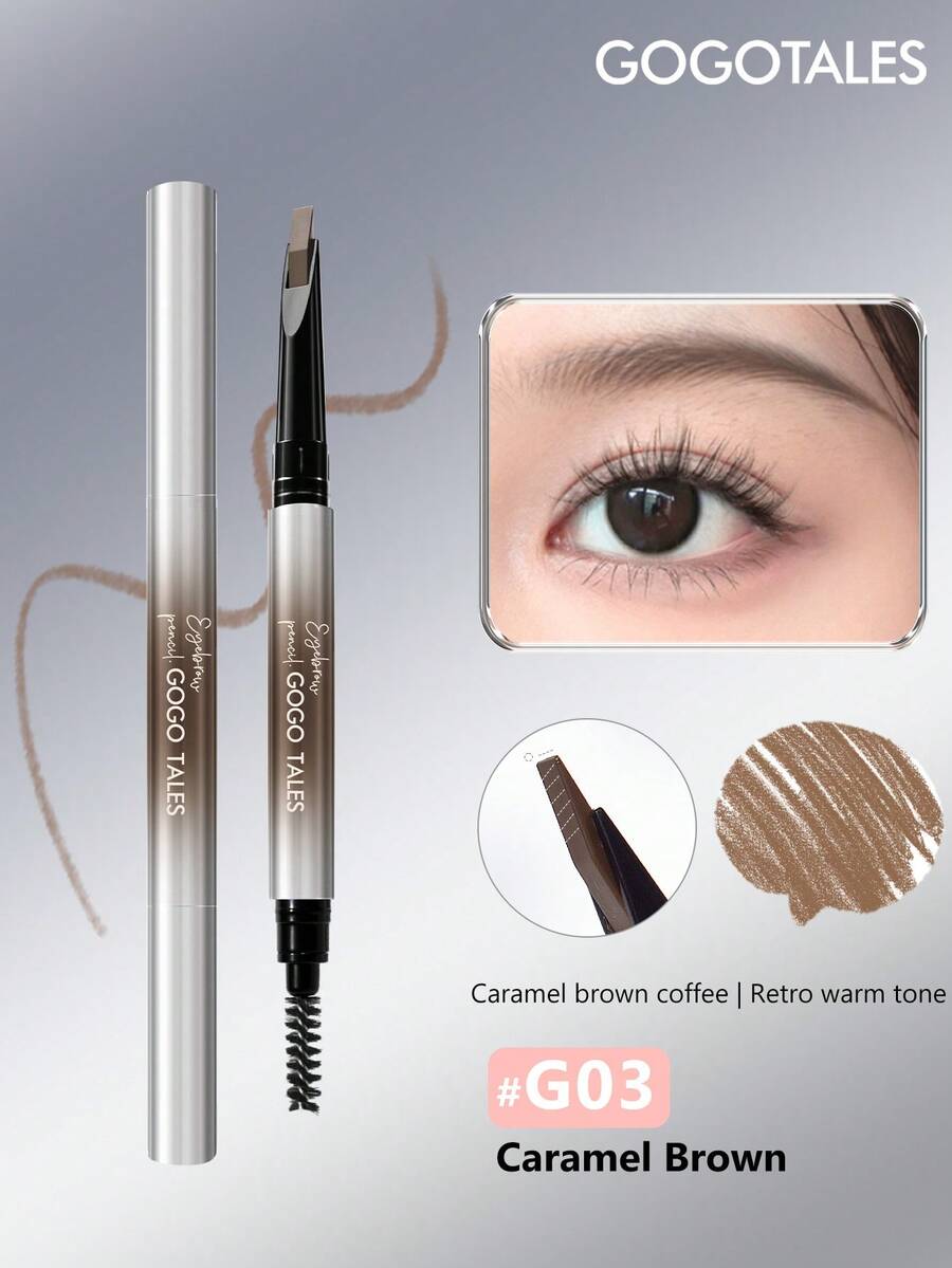 GOGO TALES Dual-Ended Wild Eyebrow Pencil, Waterproof And Sweat-Resistant, Long-Lasting And Smudge-Proof, Hair-Like Fine Strokes, Natural Eyebrow Powder Pencil, Perfect For Beginners And Students GOGOTALES - #G03 Caramel Brown - View 1