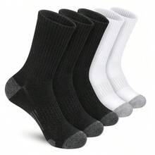 1/5/10 Pairs Men's Athletic Crew Socks Black & White & Gray Arch Compression Cushioned Boot Moisture Socks For Hiking Sports Running - Multicolor - View 11