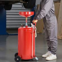 Oil Drain Trolley 9.5L, Oil Collection Container With Adjustable Funnel Height, Oil Drainer With Wheels, Liquid Fuel Transfer Drain, Oil Drain Trolley For Car Workshops, Red - Metall 25 Gal - View 9