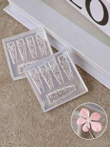 1個 3D壓克力花朵設計迷你矽膠美甲模具，浮雕花卉美甲裝飾模板，凝膠指甲油美甲印章工具，適用於美甲沙龍與居家DIY，適合夏季Y2K美甲設計，美感風格 - 無色 - 查看 4