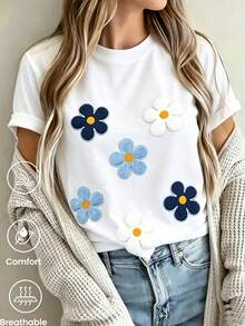 Weighing 180g, Made In Mexico. New Short-Sleeved T-Shirt For Couples, Spring/Summer Style, With A Print, Unisex Design, Ideal For Both Work And Casual Occasions. - 白色 - 查看 2