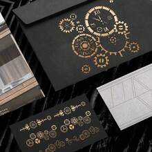 4 Sheets Reusable PET Stencil Templates, Gear & Clock Pattern Hollow Drawing Stencils, Washable DIY Craft Template For Painting, Spraying, Engraving, Scrapbooking Art Supplies - Sets - View 3