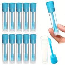 10 piezas Botellas de muestra de plástico con cucharas, convenientes para manipular y almacenar muestras de laboratorio y alícuotas - Ver 2