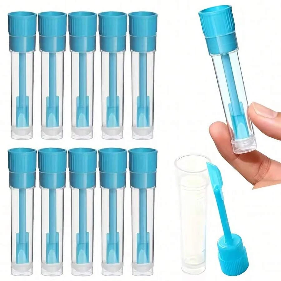 10pcs Plastic Sample Bottles With Spoons, Convenient For Handling And Storing Laboratory Samples And Aliquoting - View 1